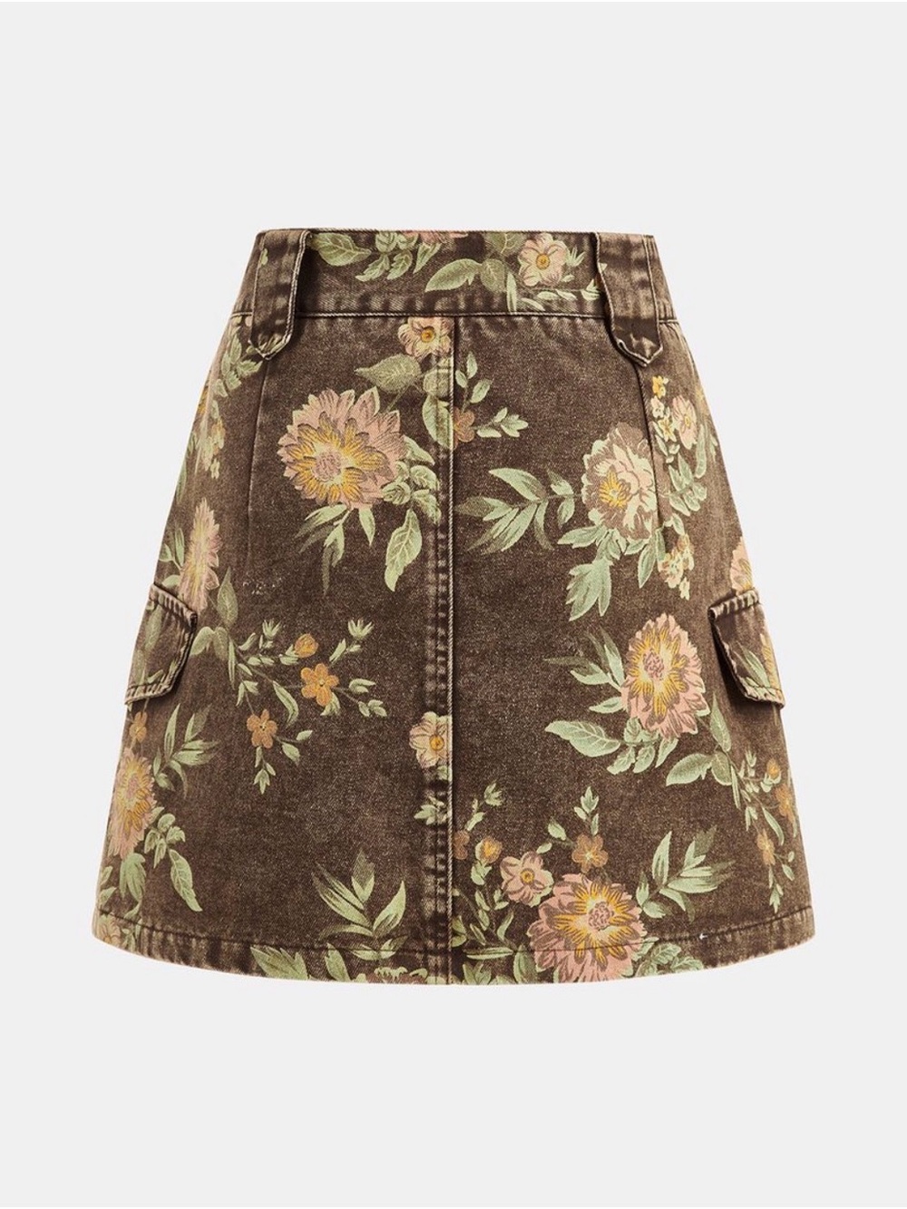 Commense Brown Floral Cargo Mini Skirt - Picture 2 of 10